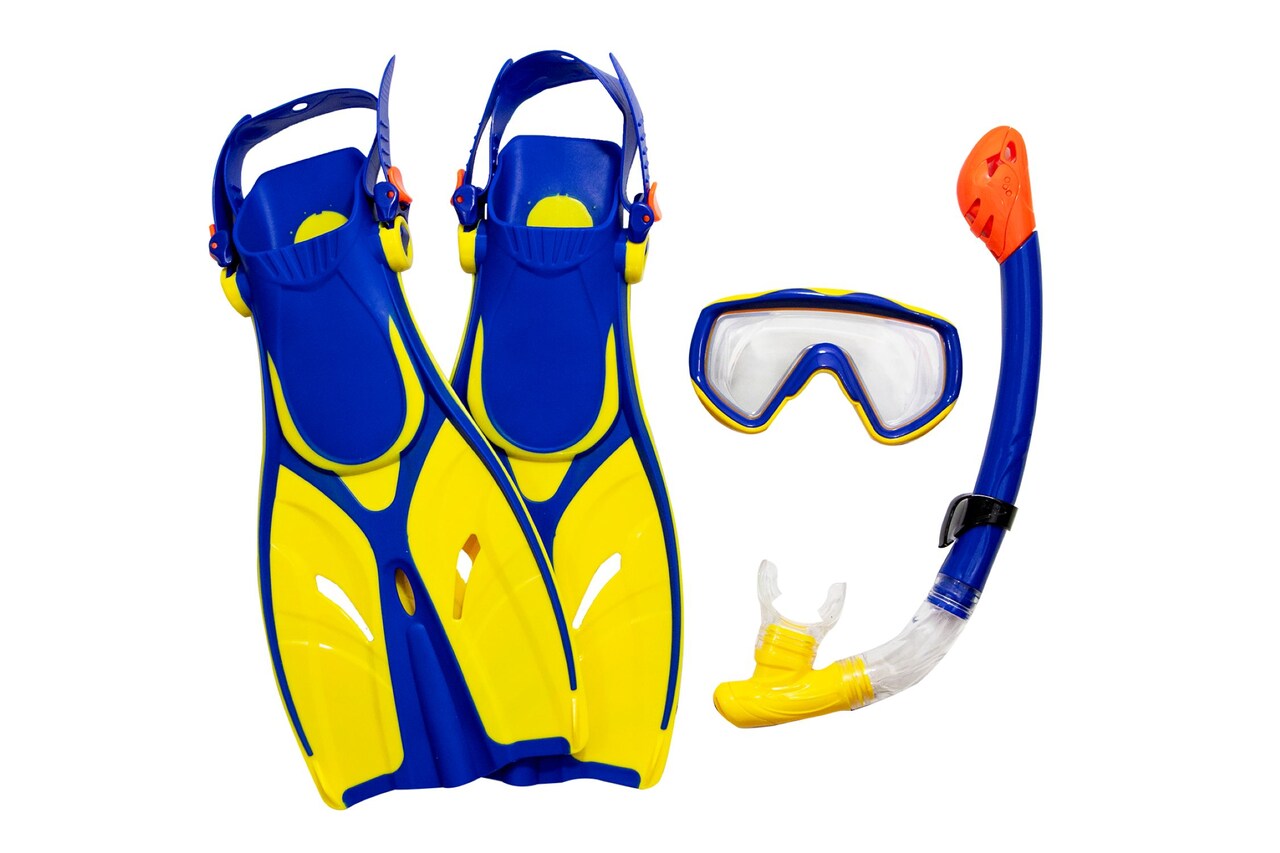 Swimline Kid's Thermotech Snorkeling Set with Mesh Bag - Fin Size 1-4